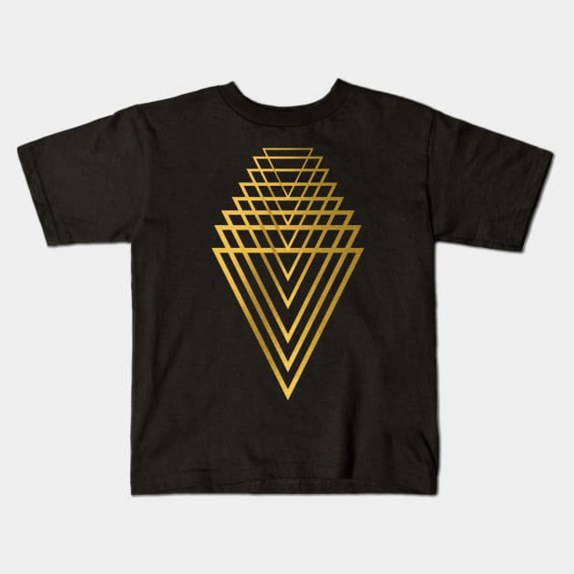 Cool golden Geometry design Kids T-Shirt by Purrfect